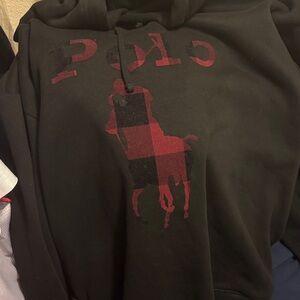 Polo by Ralph Lauren Men's Black and Red Hoodie